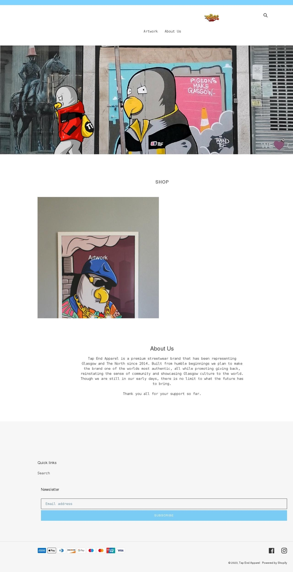 tapendapparel.com shopify website screenshot