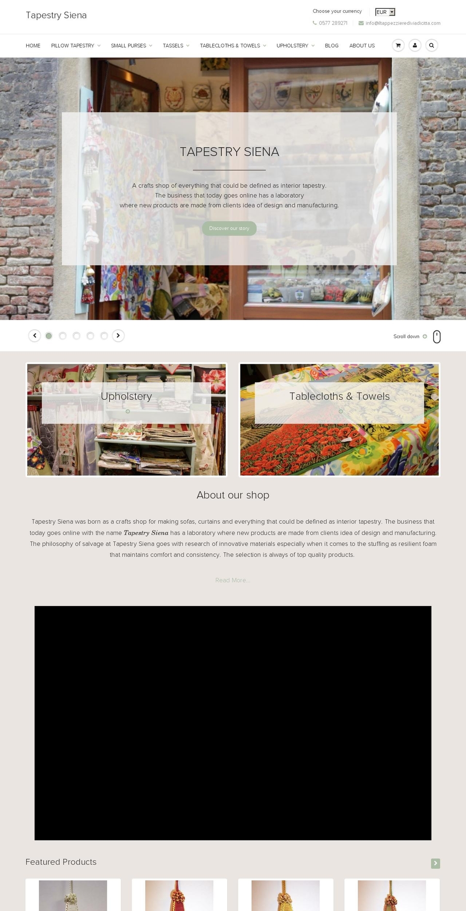 tapestrysiena.com shopify website screenshot