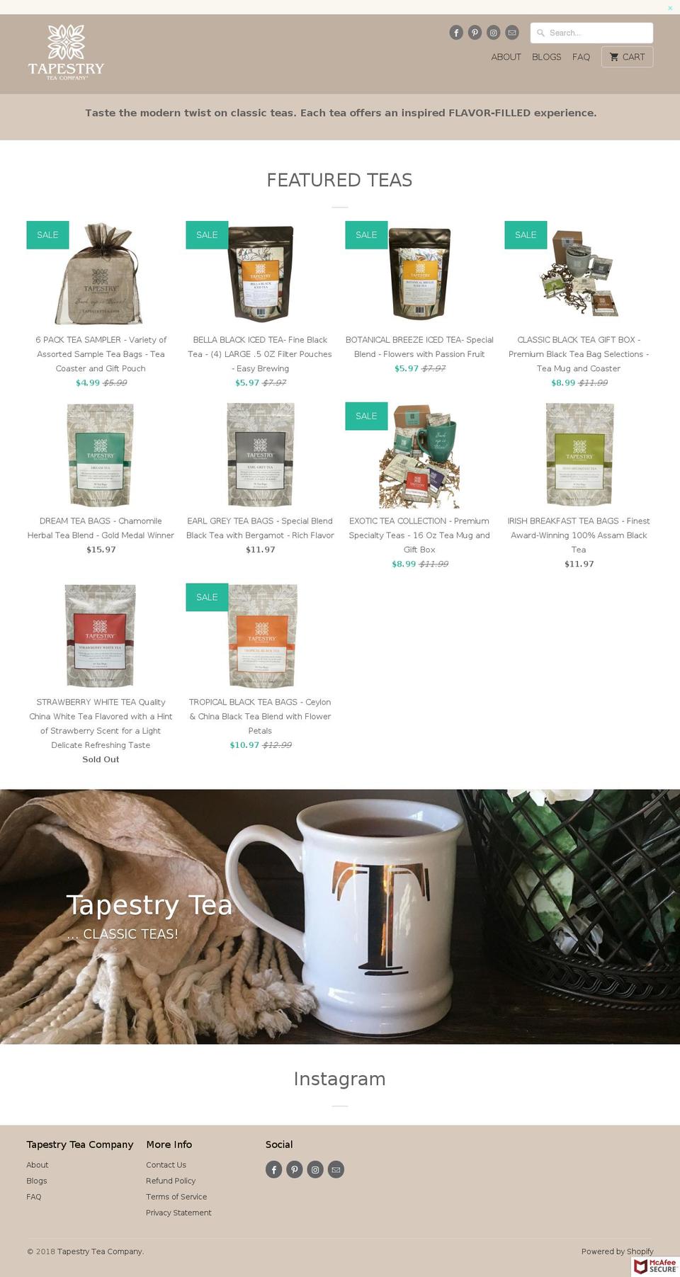 tapestrytea.com shopify website screenshot