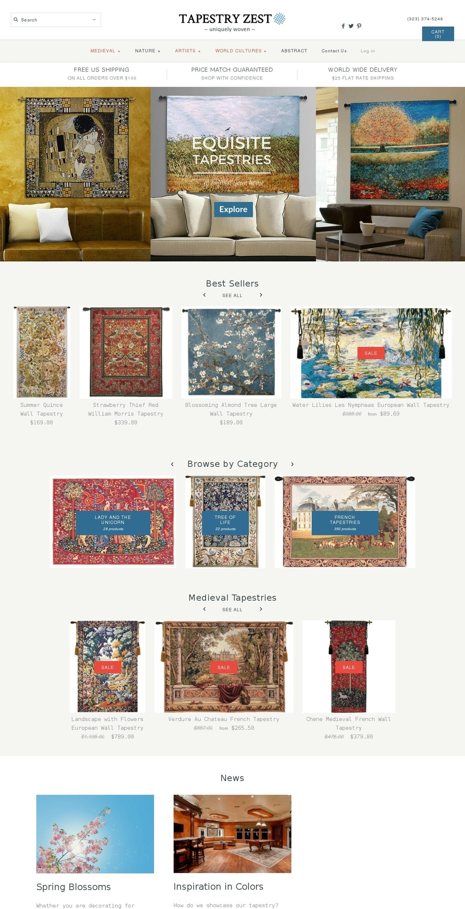 tapestryzest.com shopify website screenshot