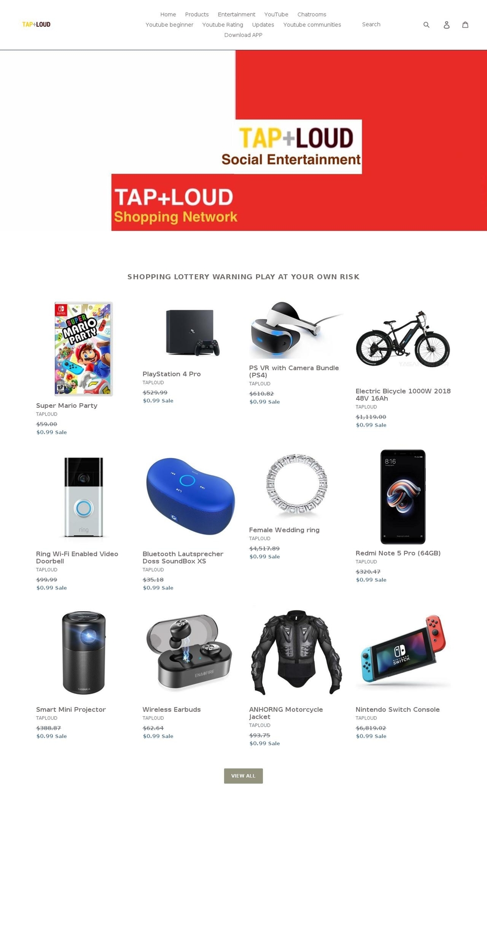 taploud.com shopify website screenshot