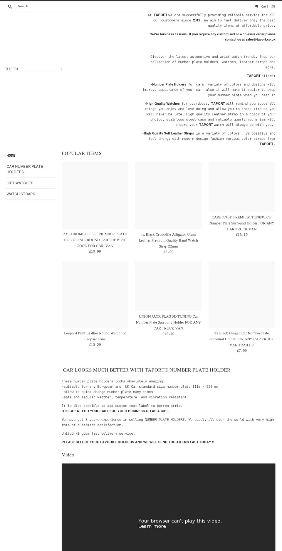 taport.co.uk shopify website screenshot