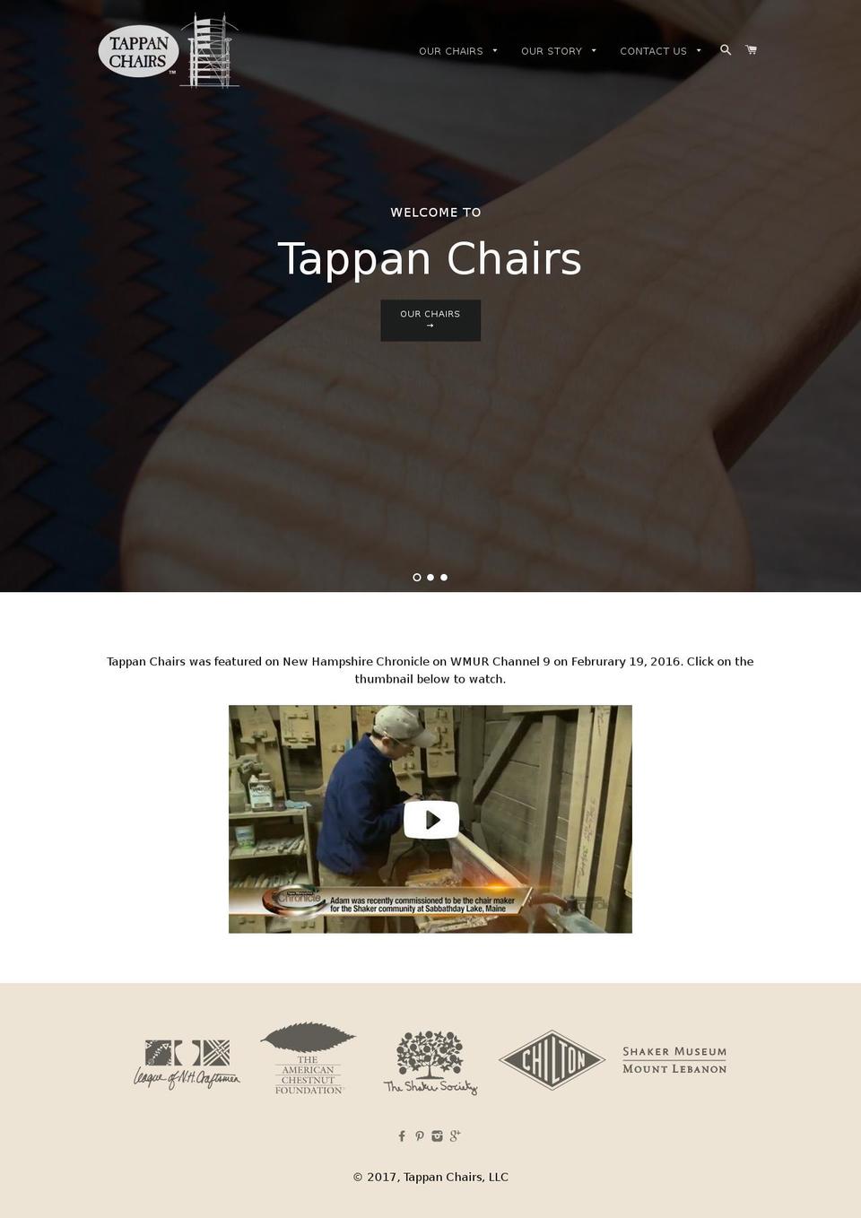 tappanchairs.com shopify website screenshot