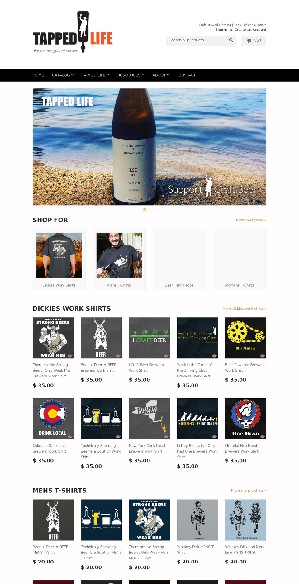 tappedlife.com shopify website screenshot