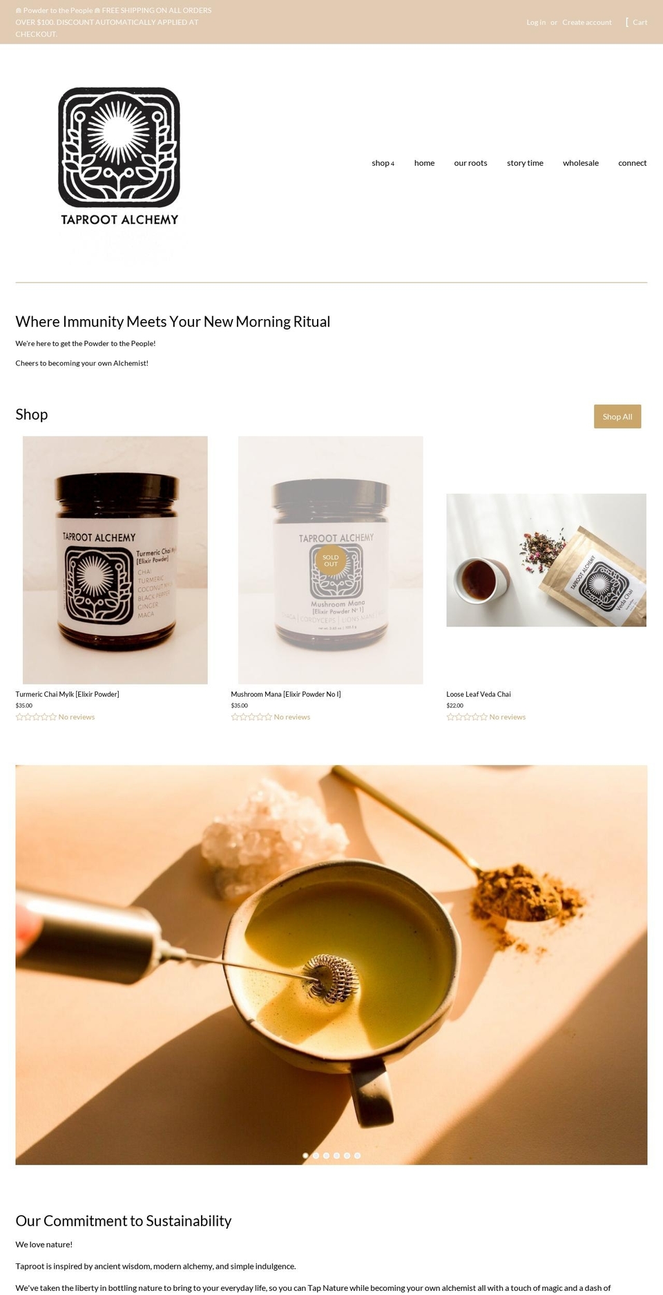 taprootalchemy.com — Shopify storefront screenshot
