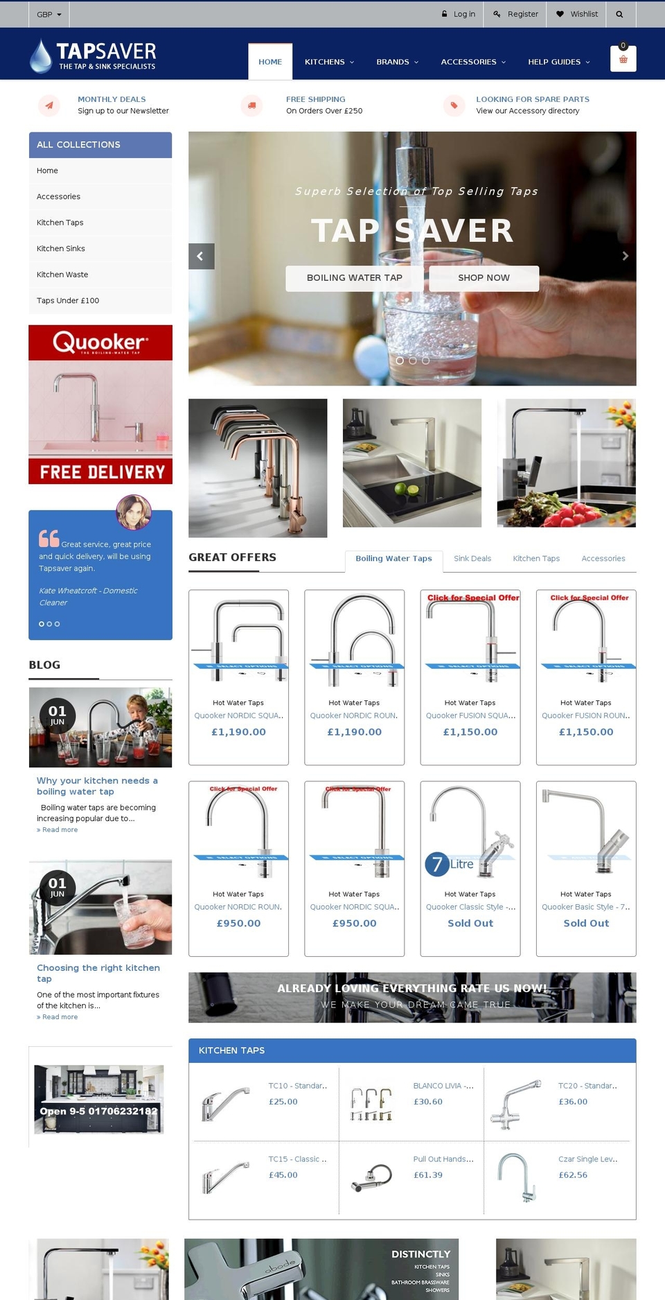 tapsaver.co.uk shopify website screenshot