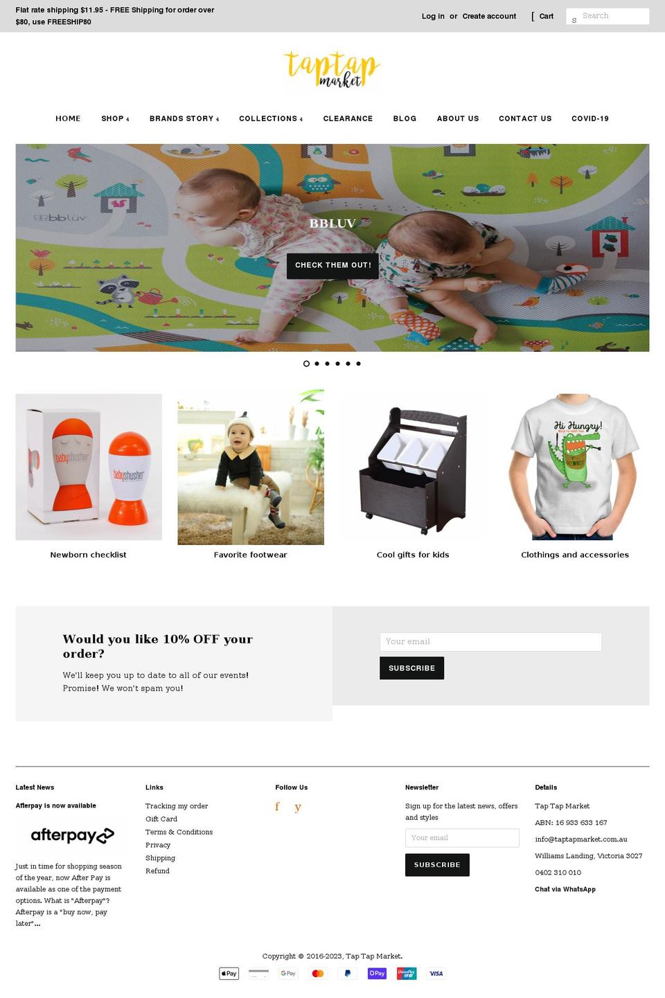 taptapmarket.com.au shopify website screenshot