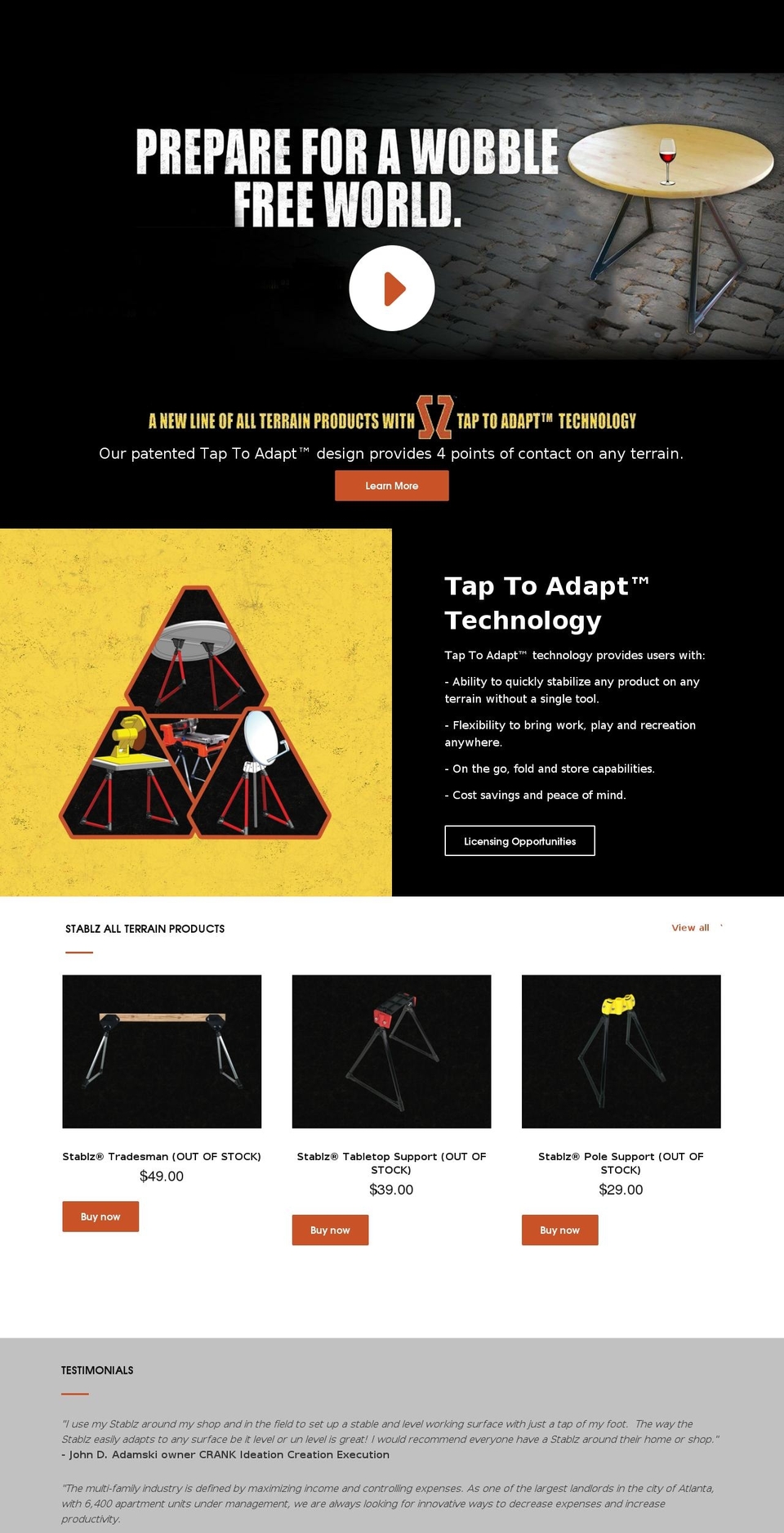 taptoadapt.com — Shopify storefront screenshot