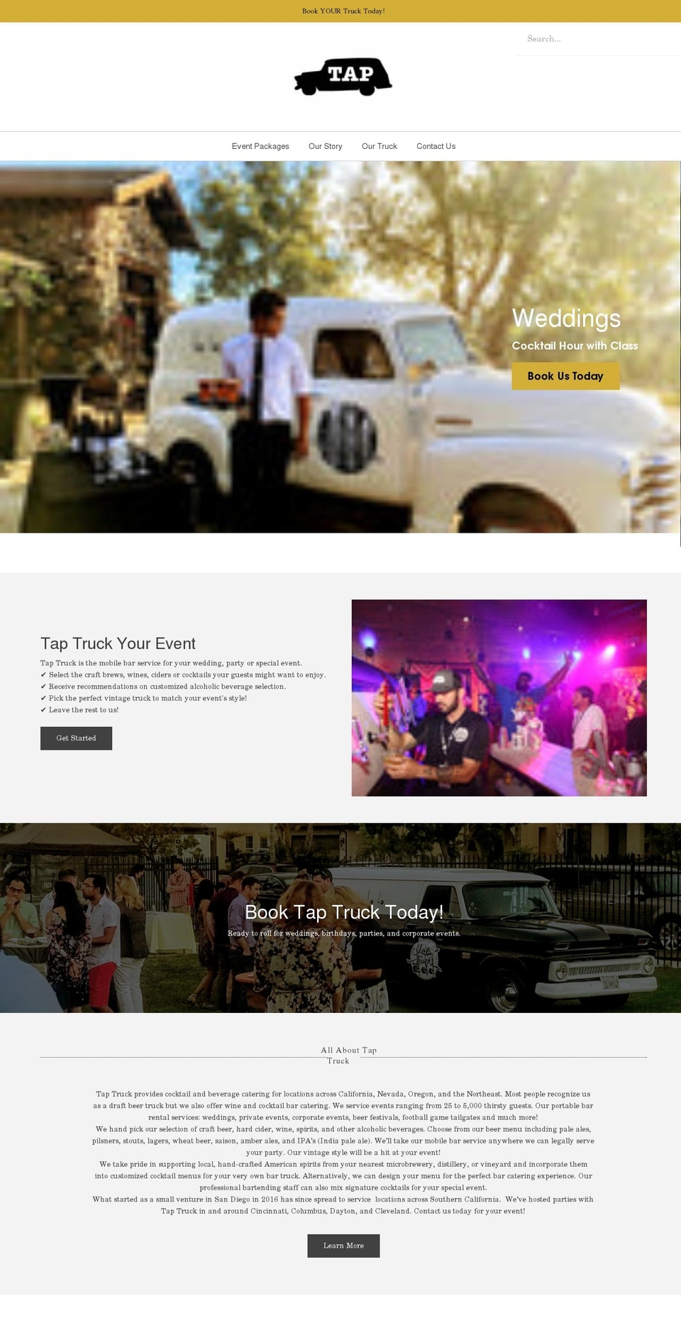 taptruckcincinnati.com shopify website screenshot