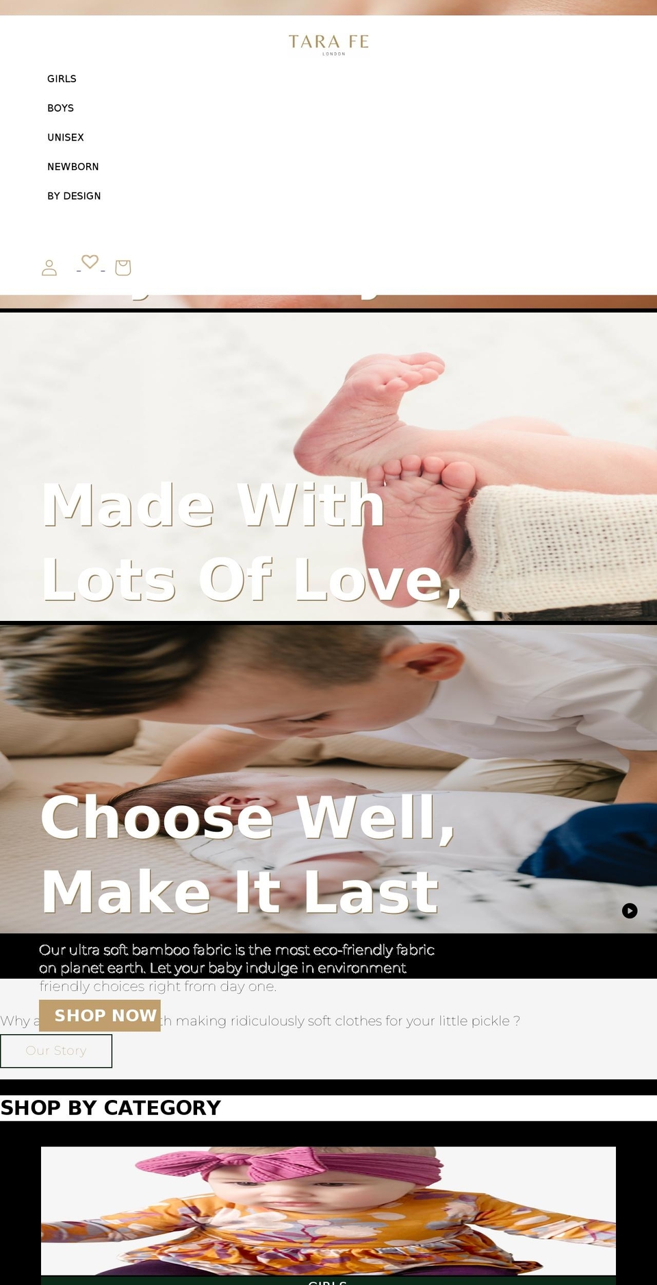 tara-fe.com shopify website screenshot