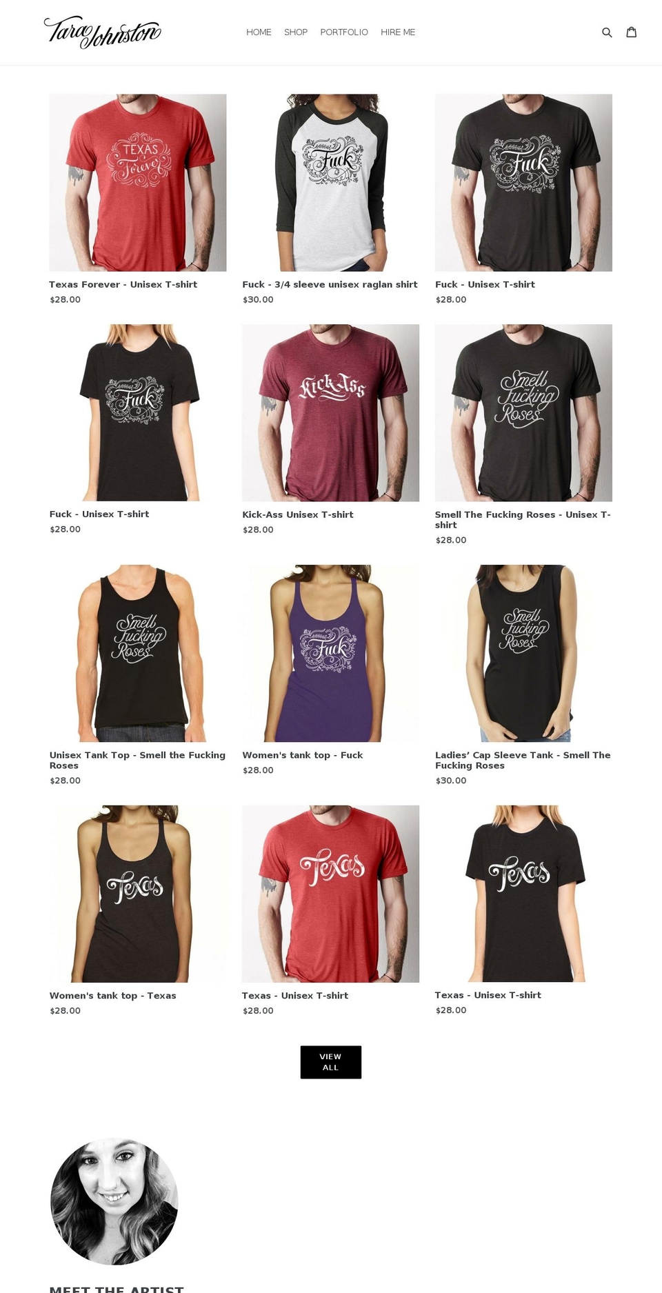 tara-johnston.com — Shopify storefront screenshot