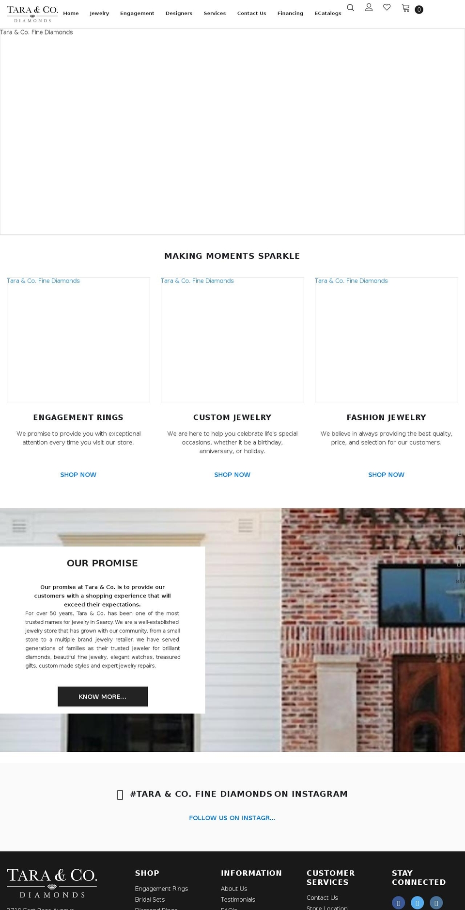 taracodiamonds.com shopify website screenshot