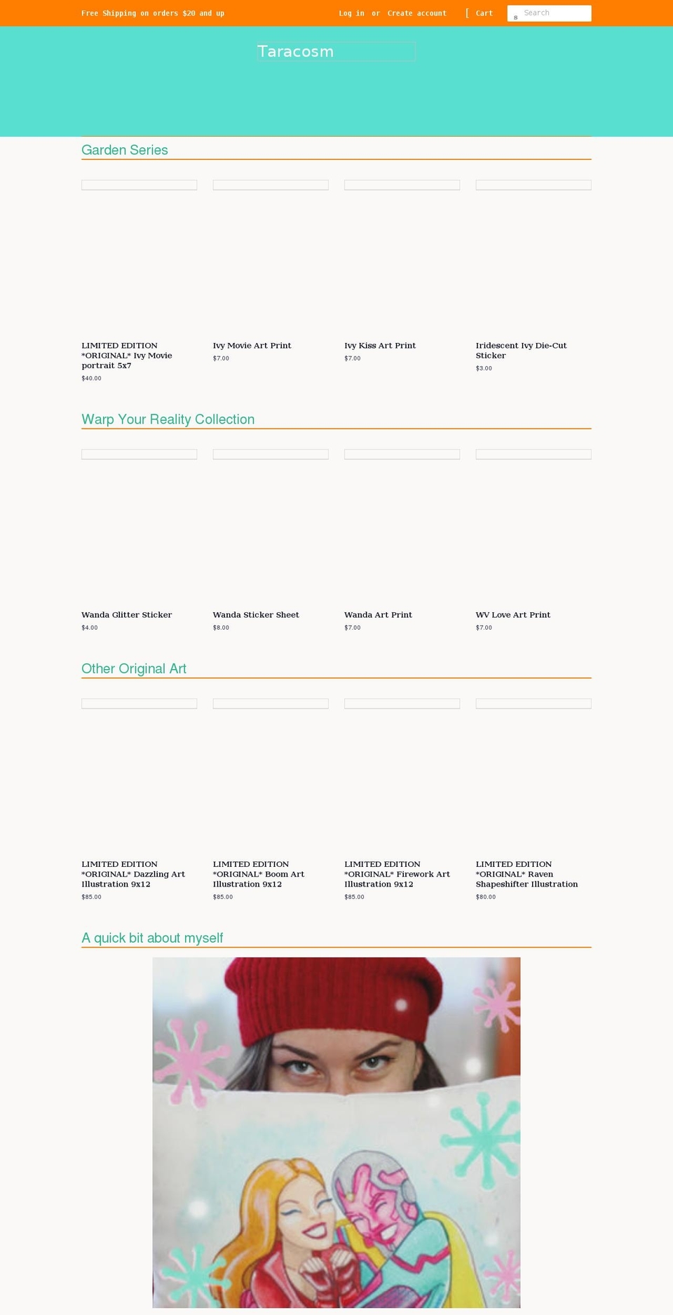 taracosm.com shopify website screenshot