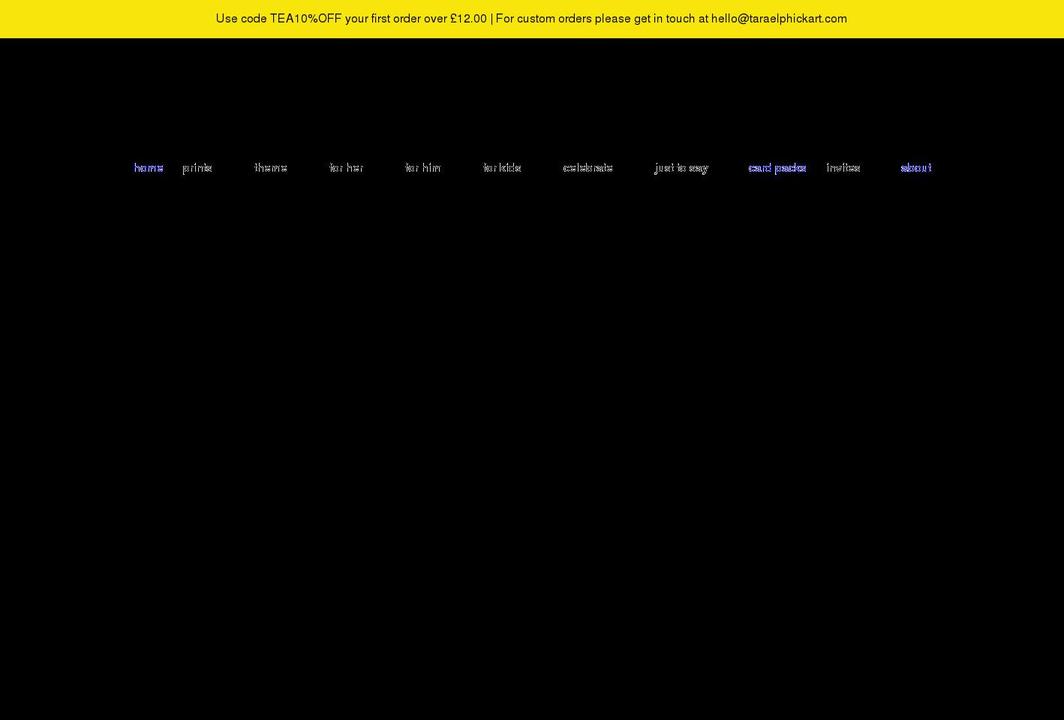 taraelphickart.com shopify website screenshot