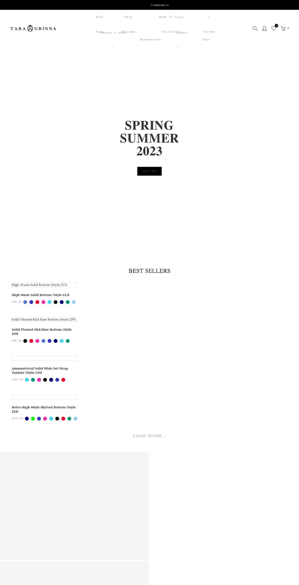taragrinna.com shopify website screenshot