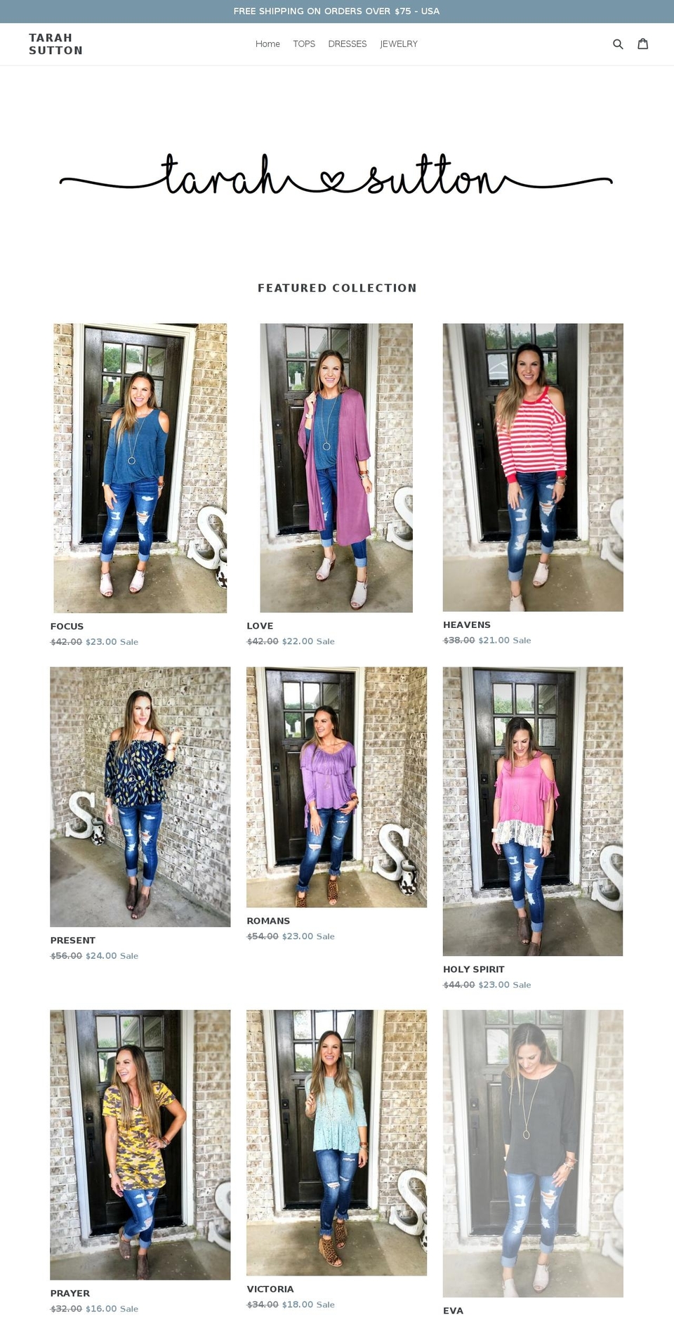tarahsutton.com — Shopify storefront screenshot