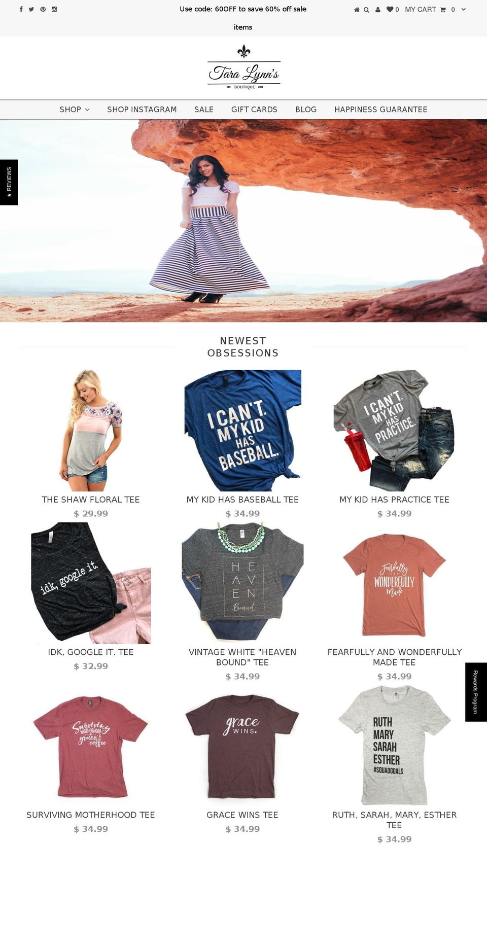 taralynnsboutique.com shopify website screenshot