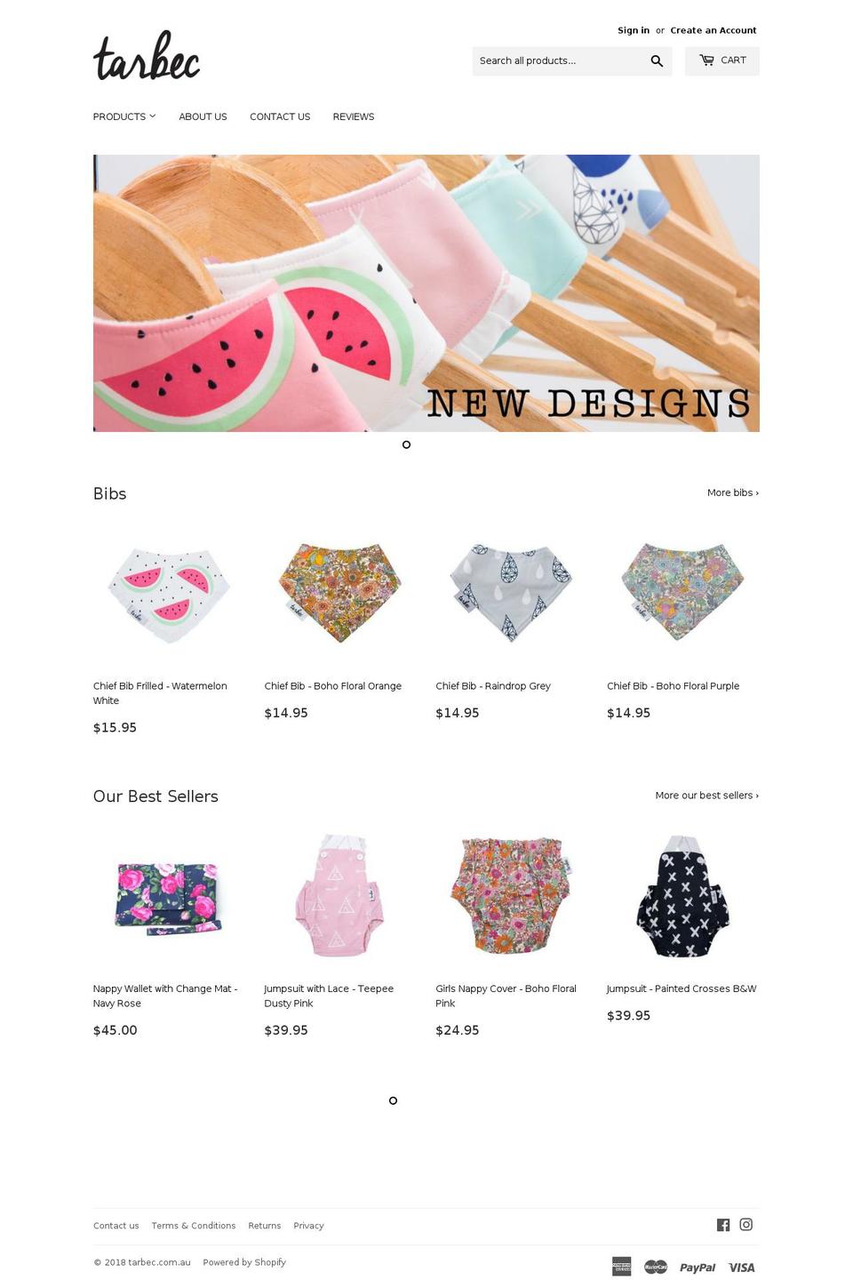 tarbec.com.au shopify website screenshot