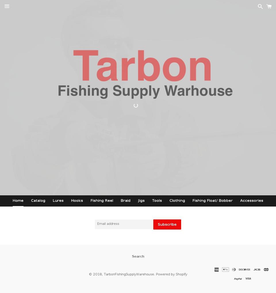 tarbonfishingsupply.com — Shopify storefront screenshot