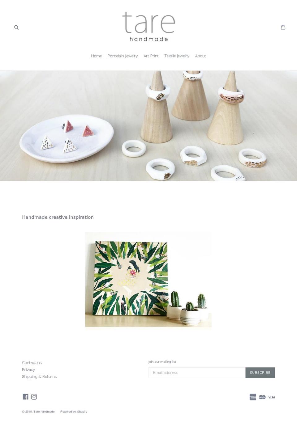 tarehandmade.com — Shopify storefront screenshot