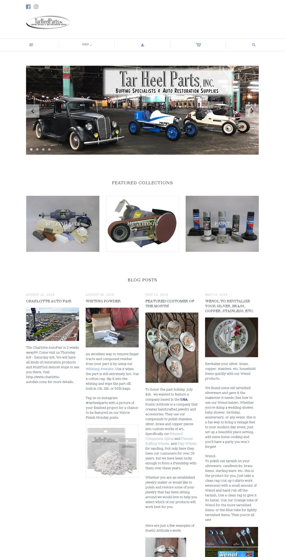 tarheelparts.com shopify website screenshot