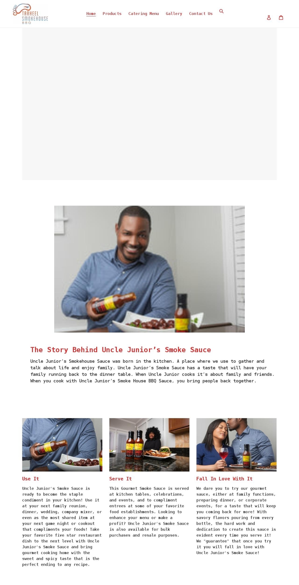 tarheelsmokehousebbq.com shopify website screenshot