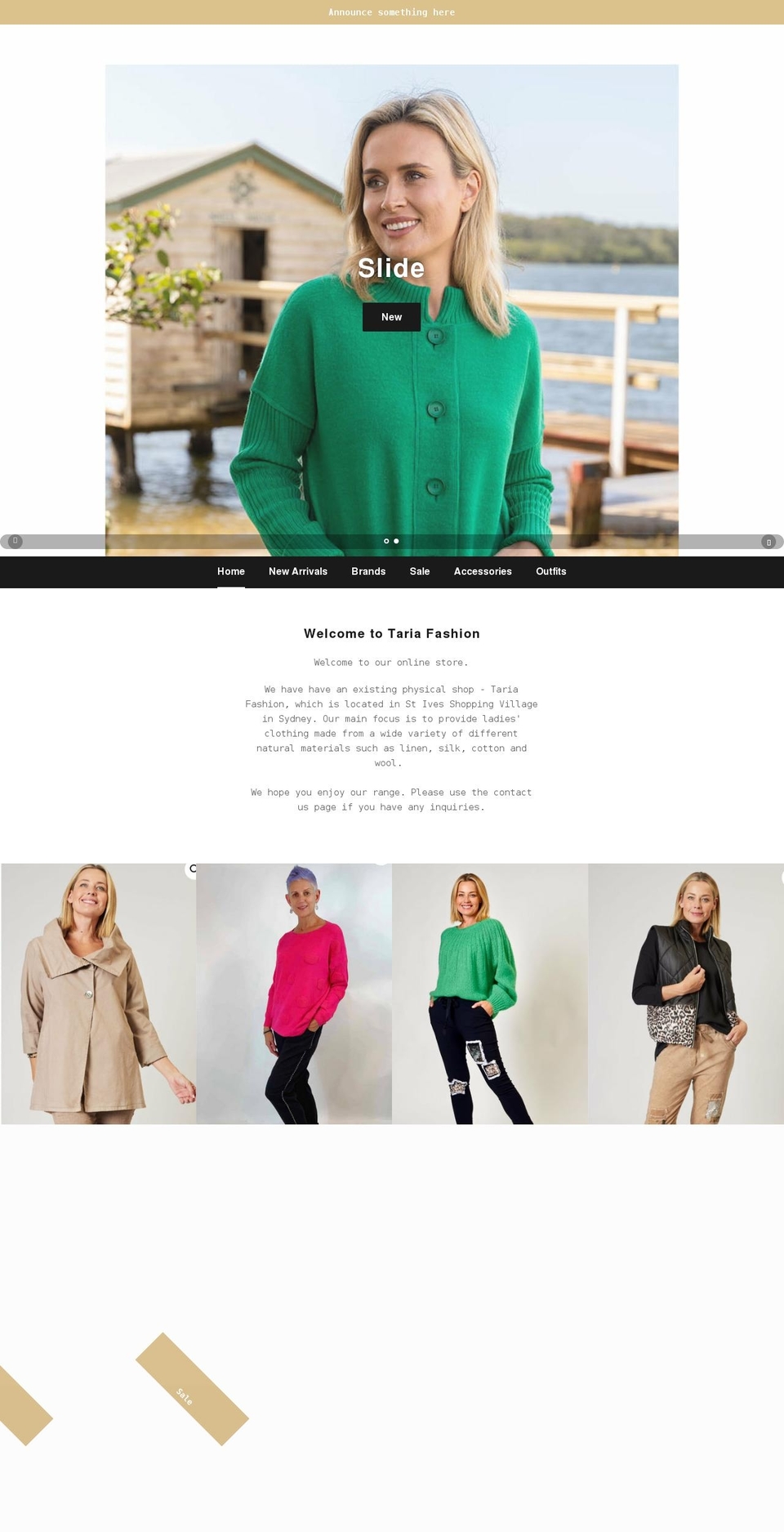 taria.com.au shopify website screenshot