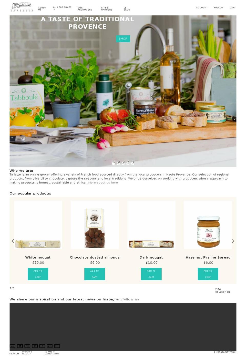 tariette.com shopify website screenshot