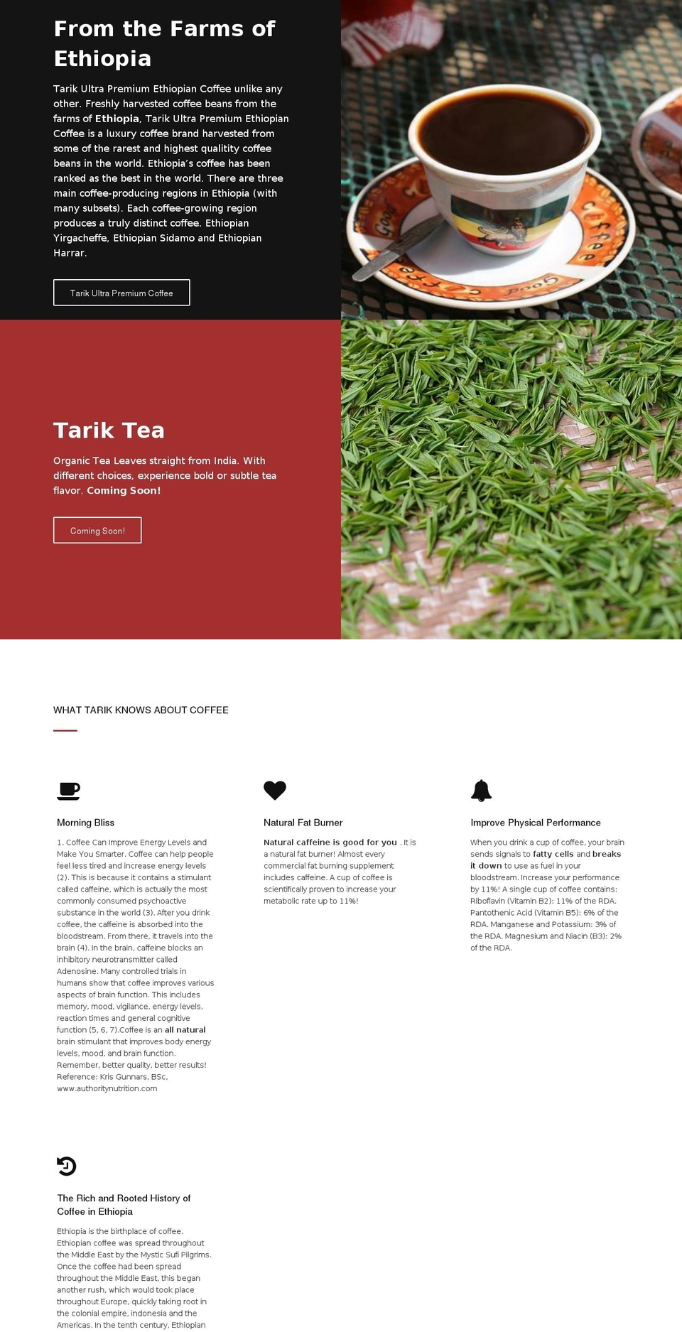 Jumpstart Shopify theme site example tarikcoffee.com