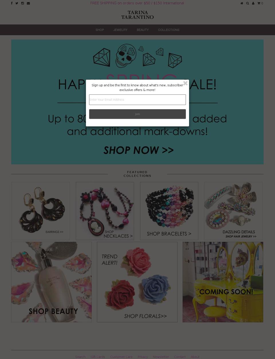 tarinatarantino.com shopify website screenshot