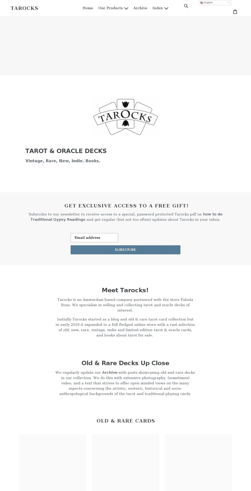 tarocks.com shopify website screenshot