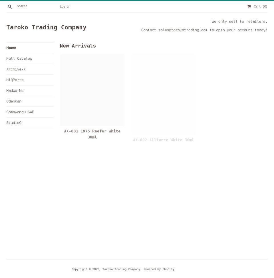 tarokotrading.com shopify website screenshot