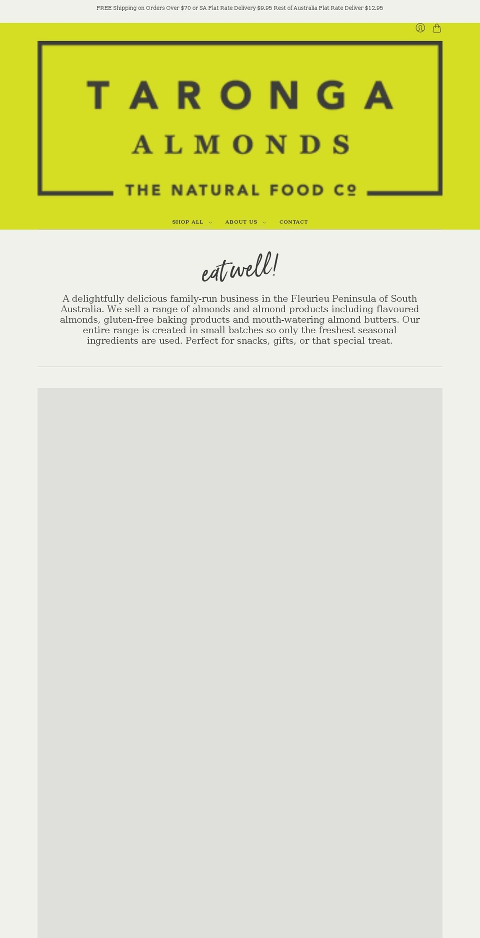 tarongaalmonds.com.au shopify website screenshot