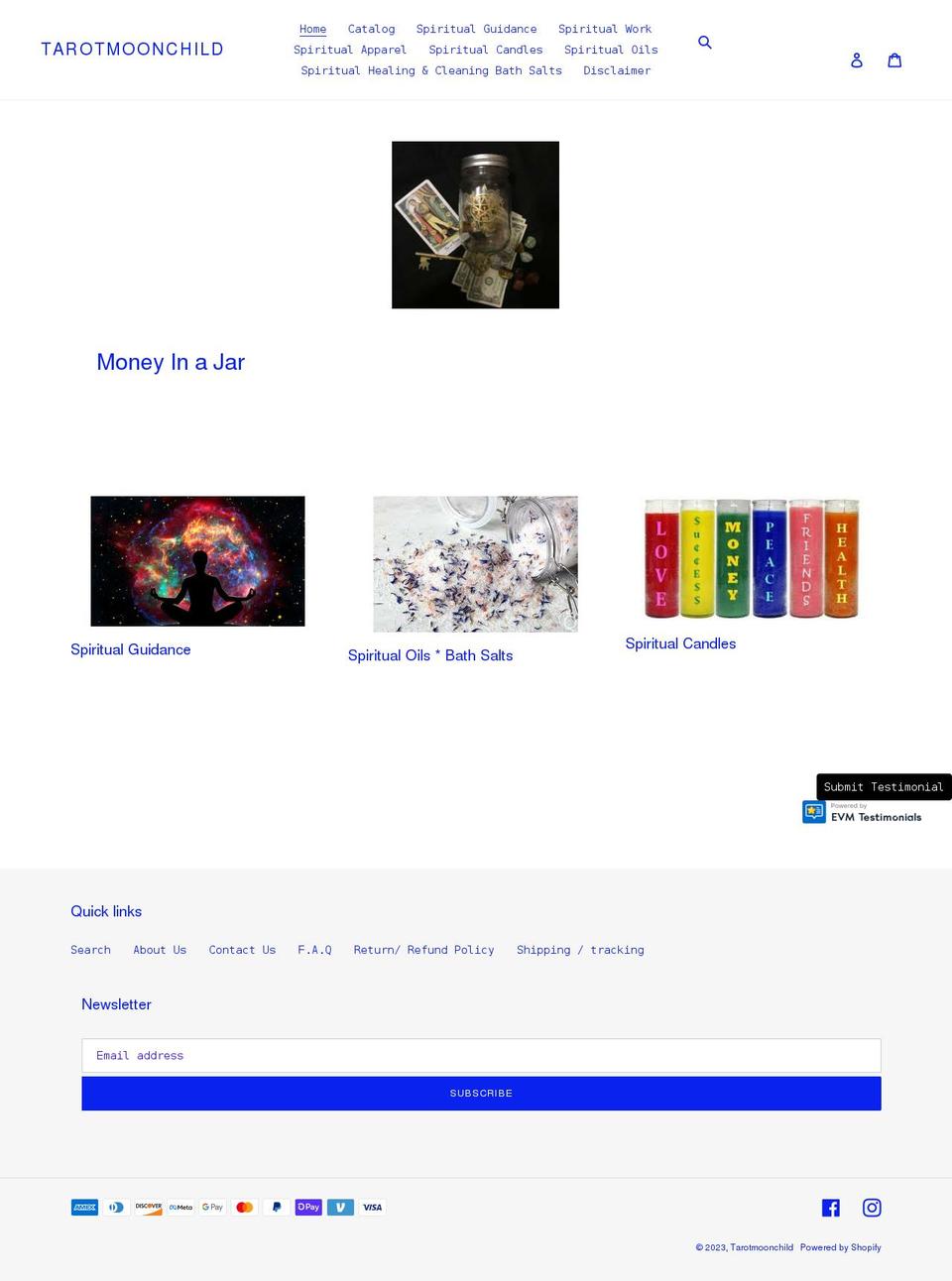tarotmoonchild.com shopify website screenshot