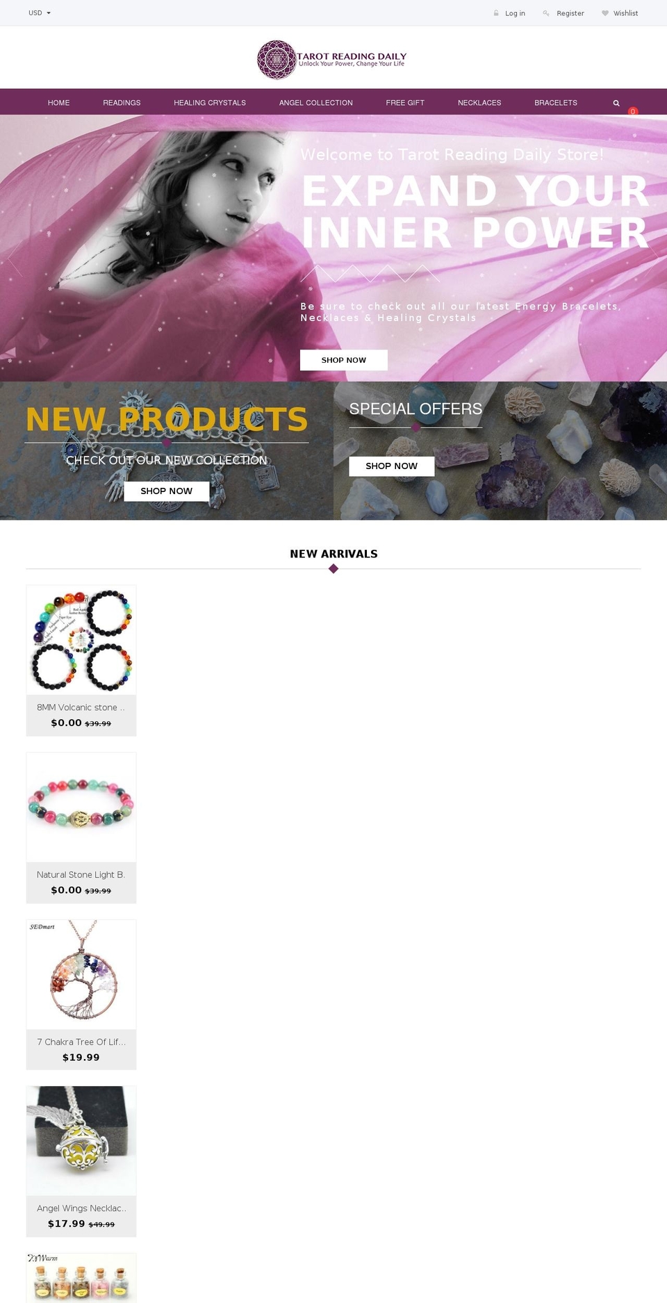 tarotreadingdailystore.com — Shopify storefront screenshot