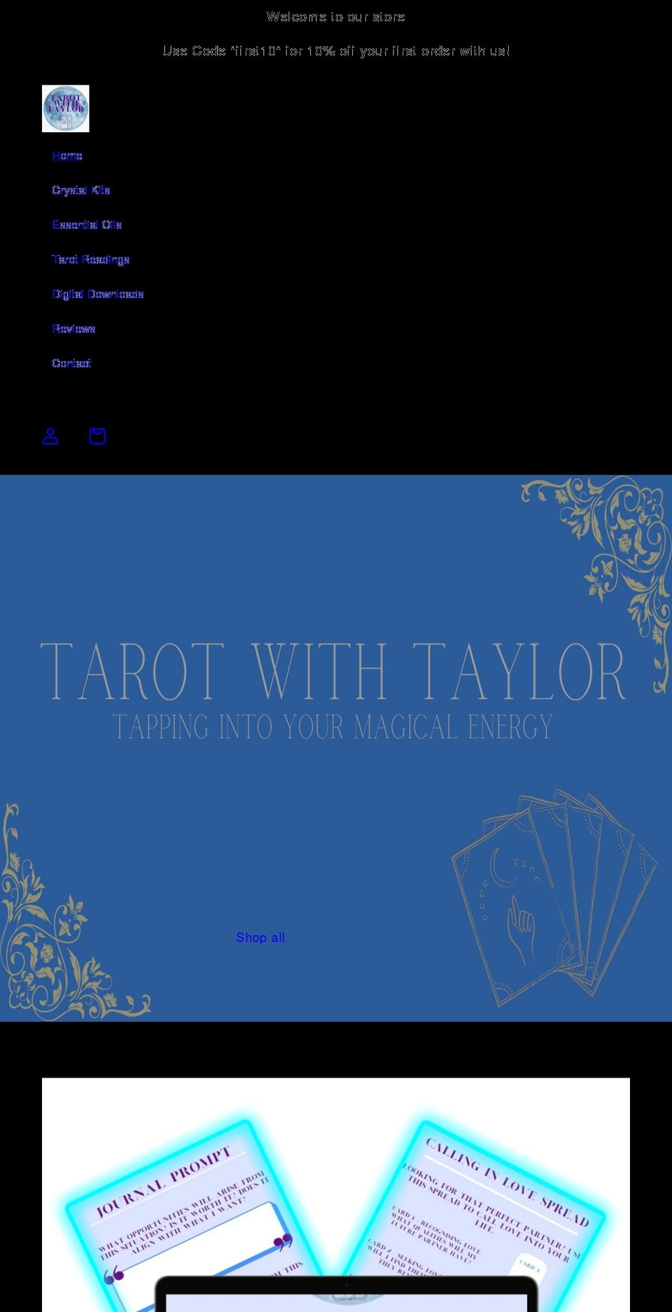 tarotwithtaylor.com shopify website screenshot