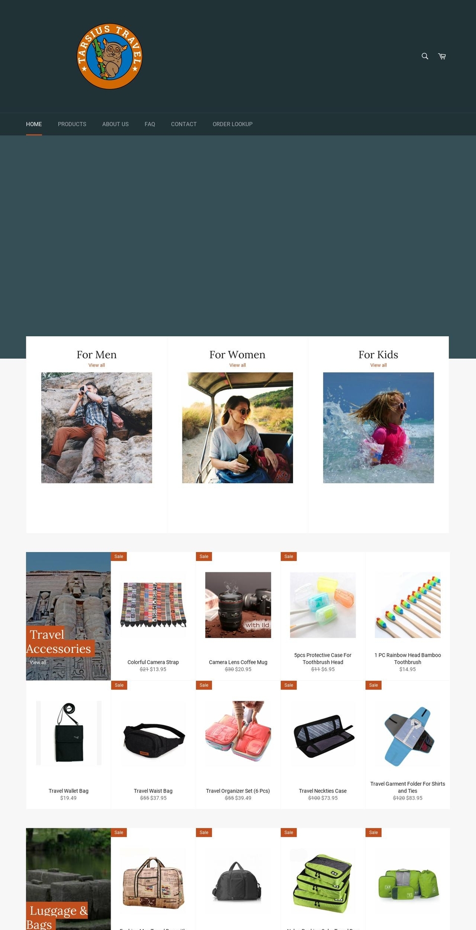 tarsiustravel.com shopify website screenshot