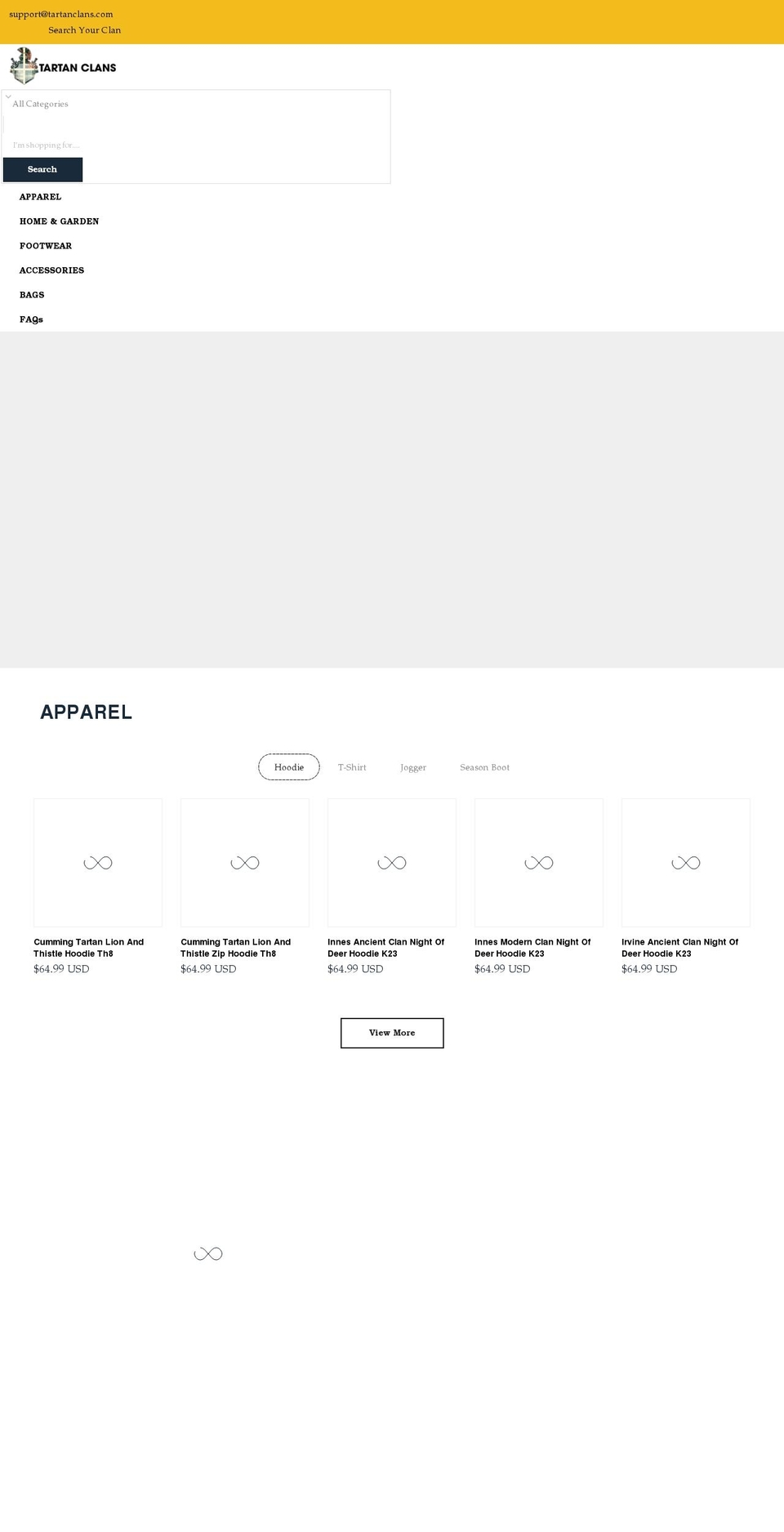 tartanclans.myshopify.com shopify website screenshot