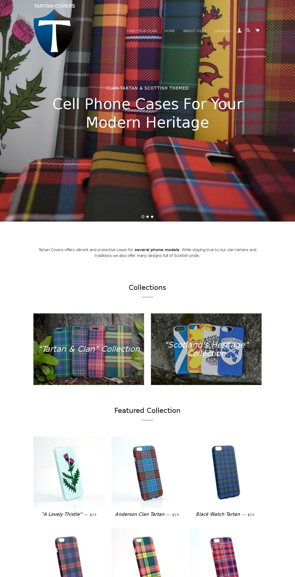 tartancovers.com shopify website screenshot