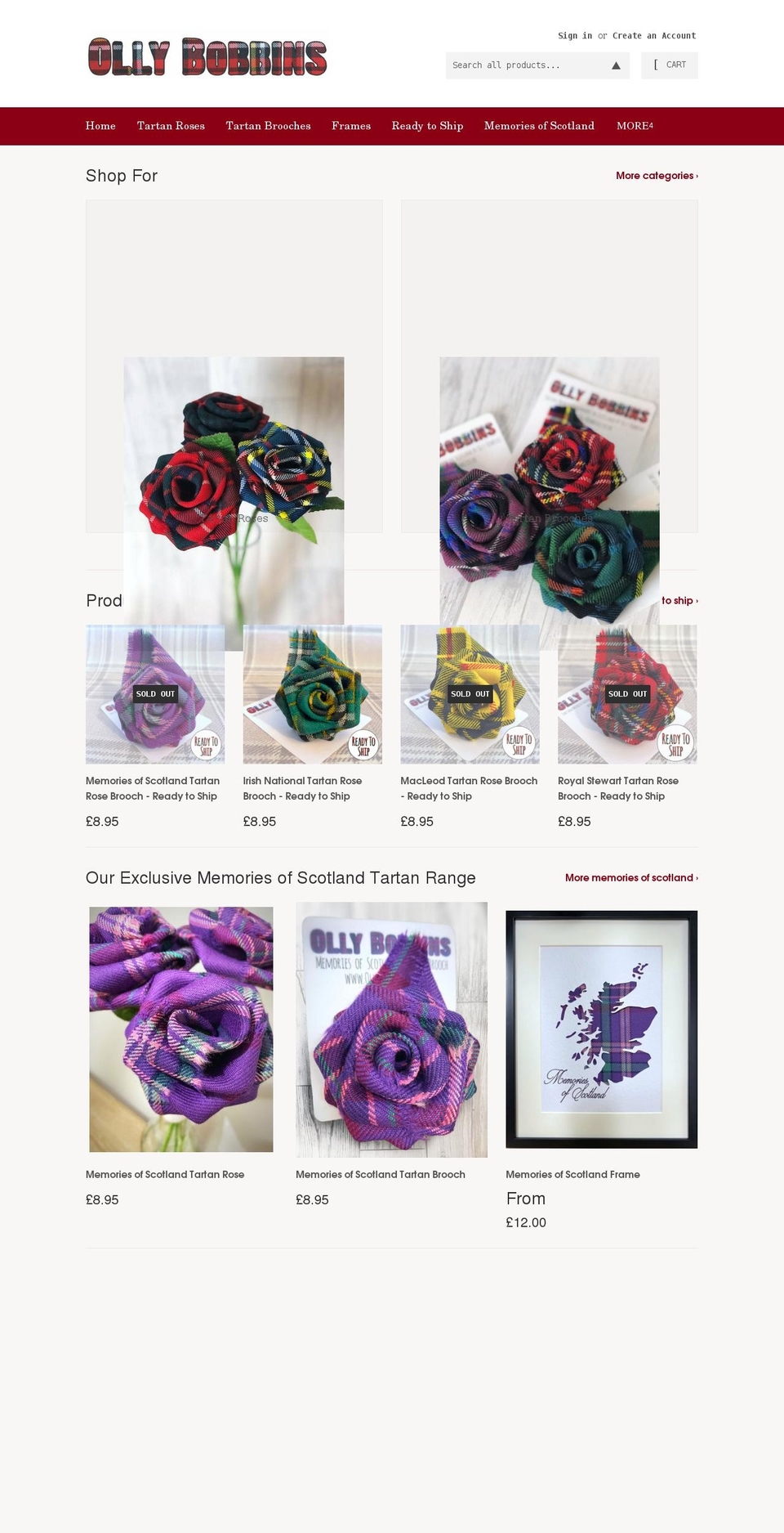 tartanroses.com shopify website screenshot