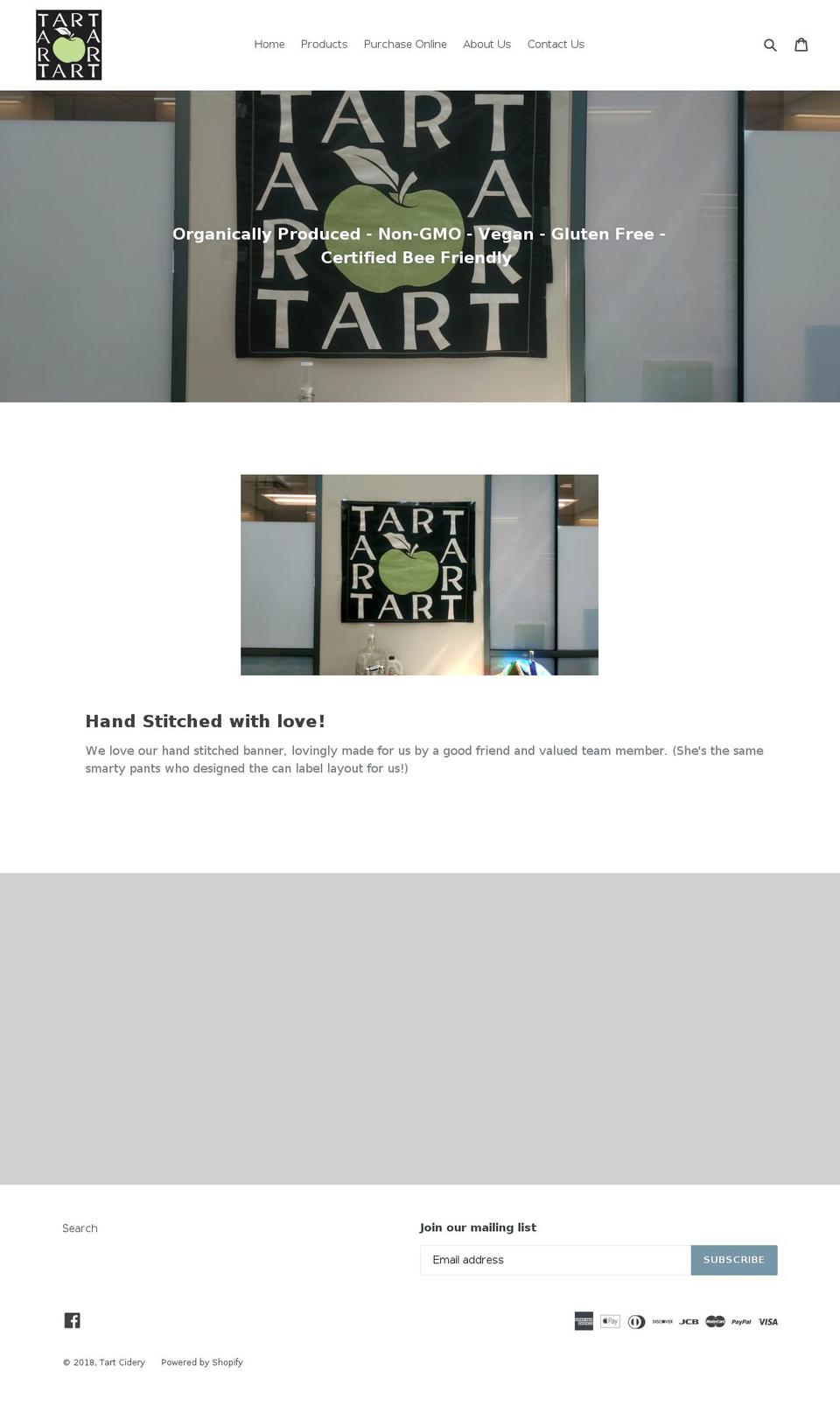 tartcidery.com shopify website screenshot