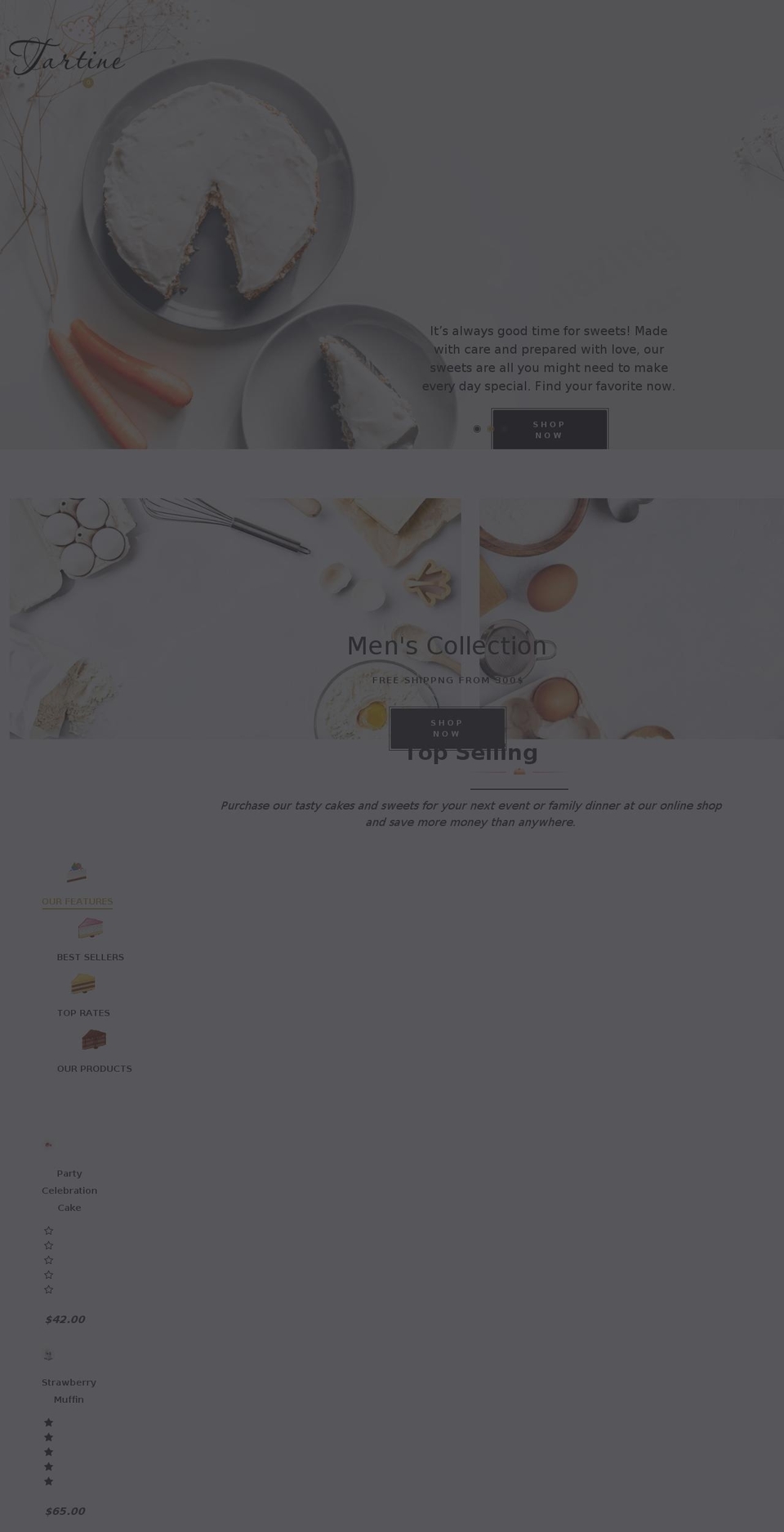 Tartine home Shopify theme site example tartine-store-demo.myshopify.com