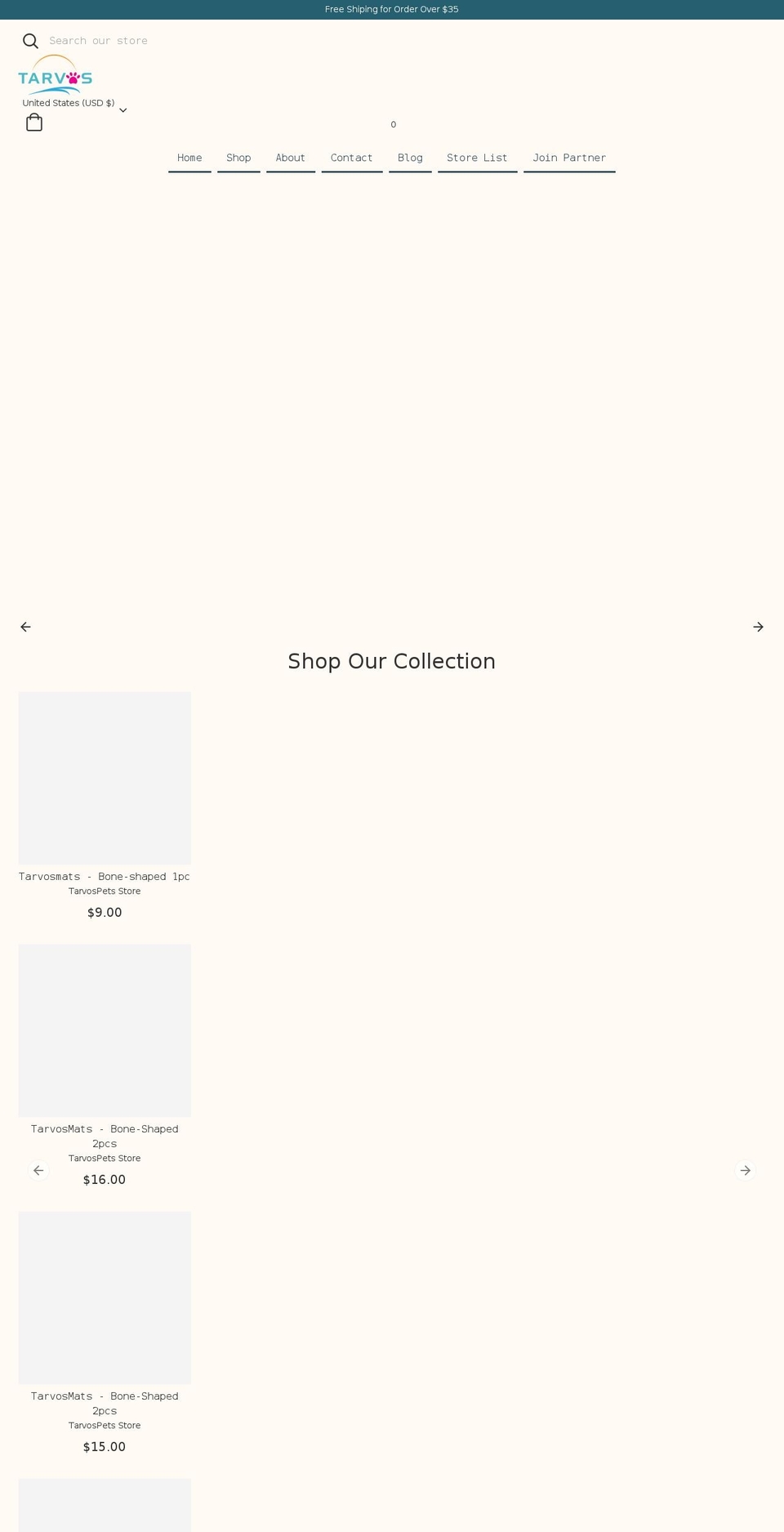 tarvospets.com shopify website screenshot