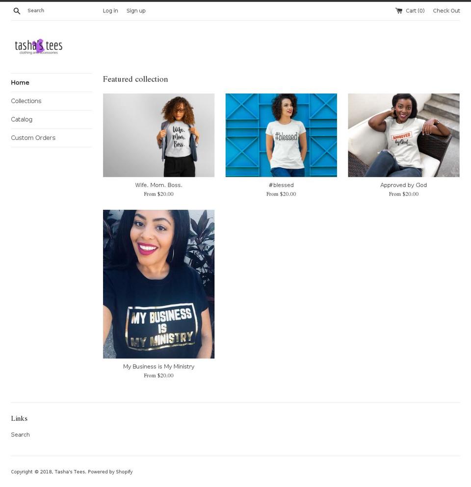 tashastees.com — Shopify storefront screenshot