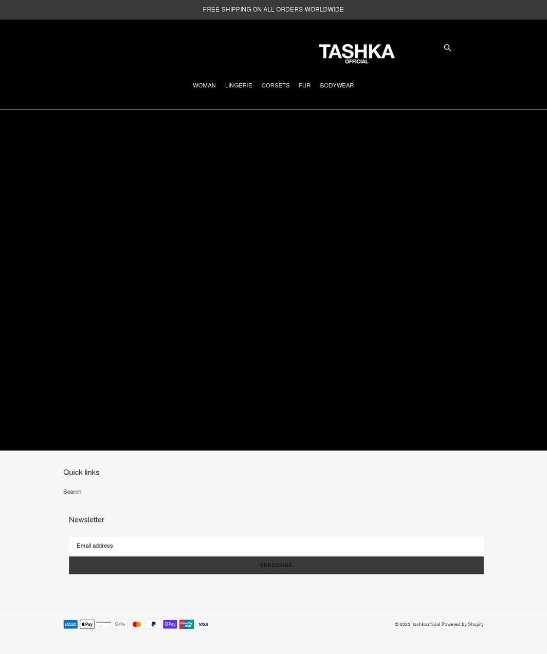 tashkaofficial.com shopify website screenshot