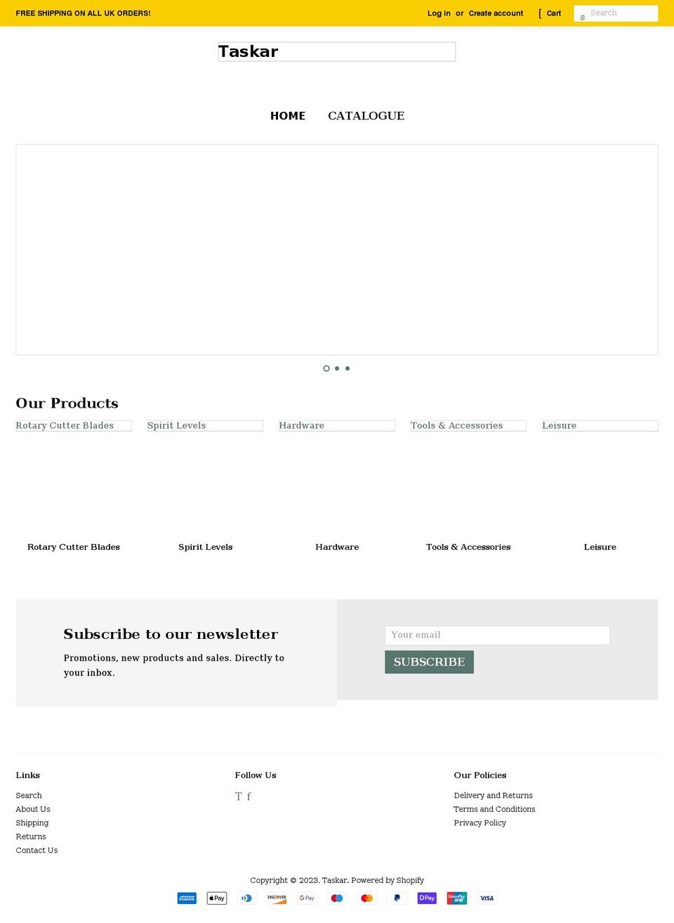 taskar.co.uk shopify website screenshot