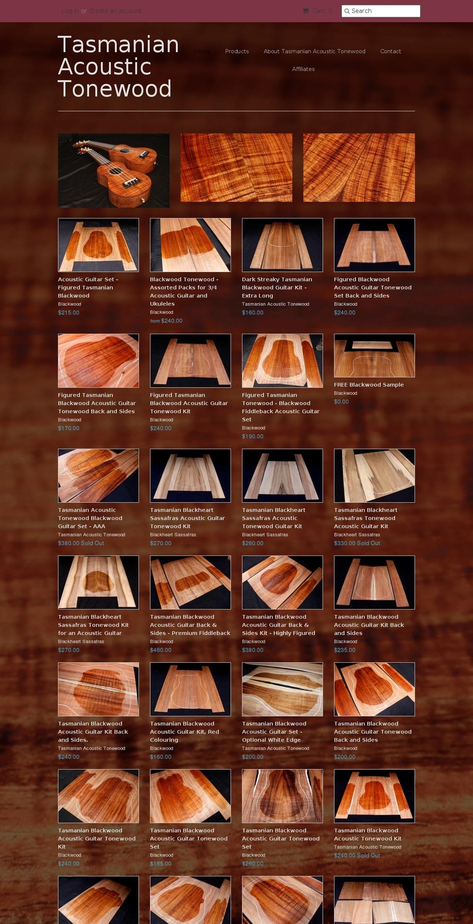 tasmanianacoustictonewood.com shopify website screenshot