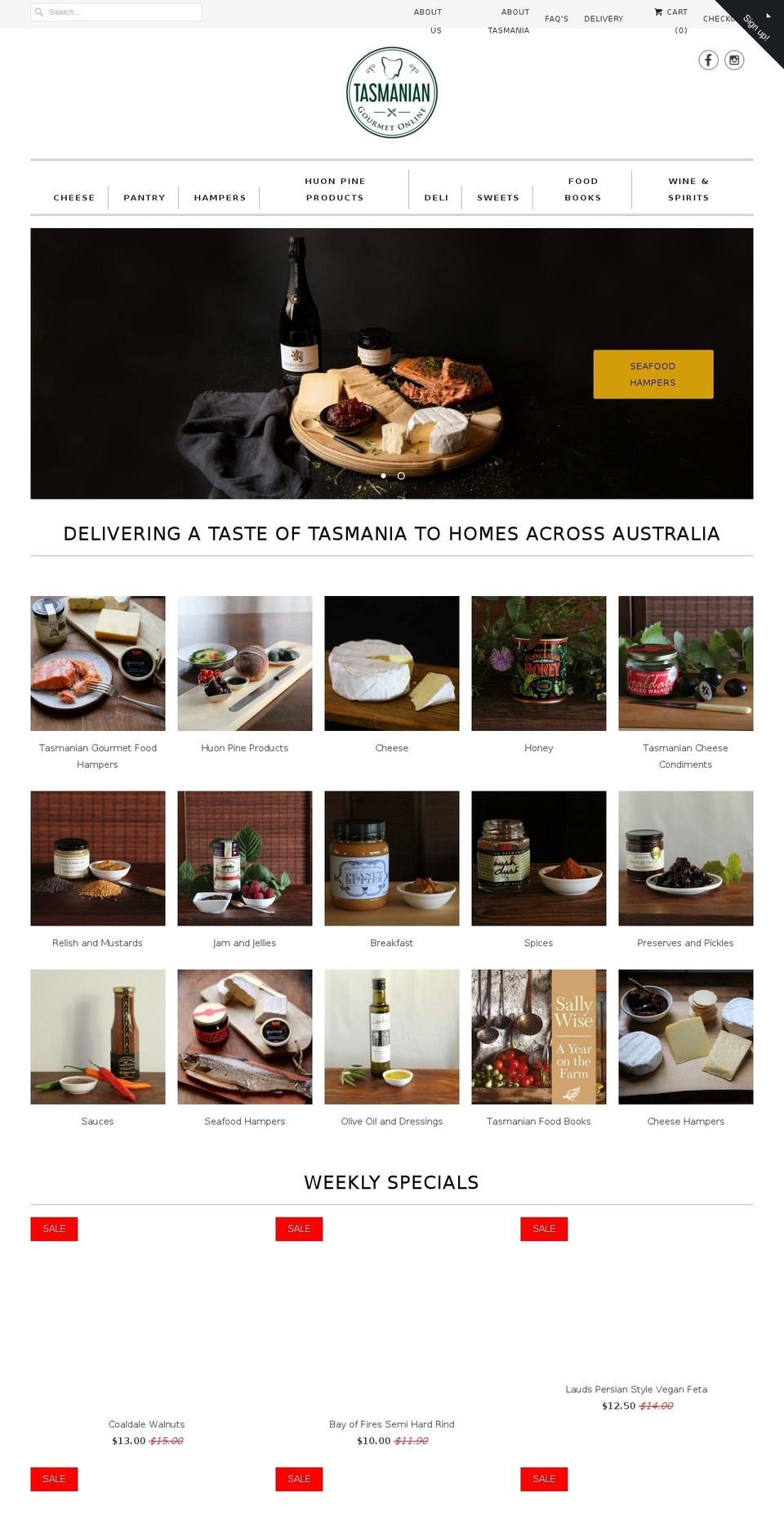 tasmaniangourmetonline.com.au shopify website screenshot