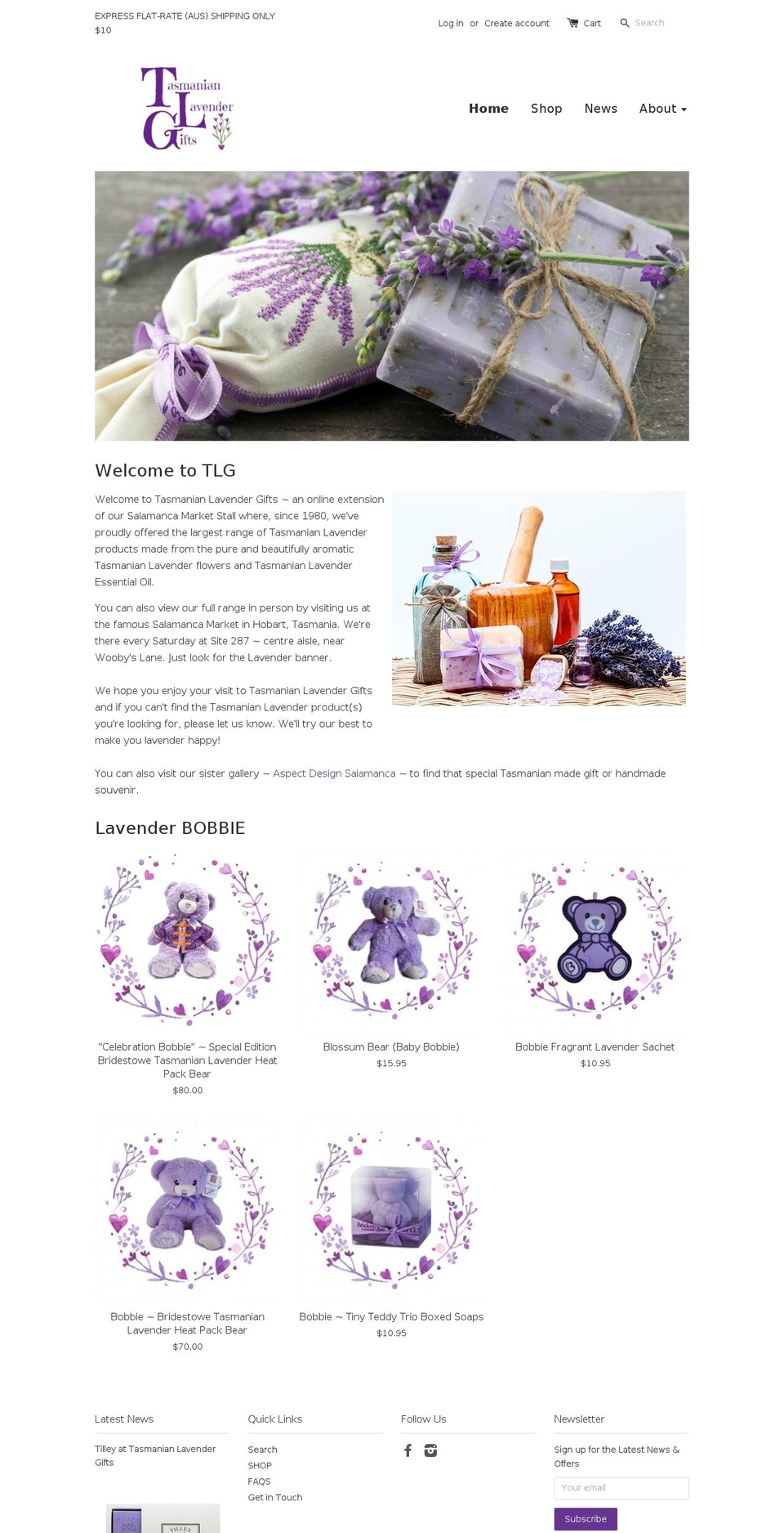 tasmanianlavendergifts.com.au shopify website screenshot