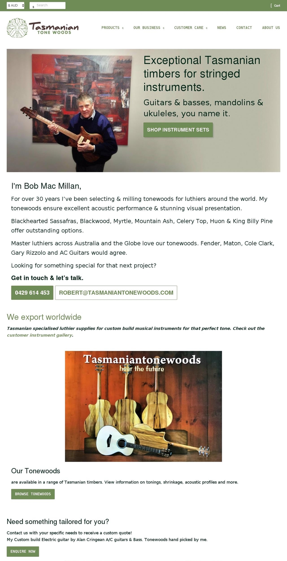 tasmaniantonewoods.com shopify website screenshot